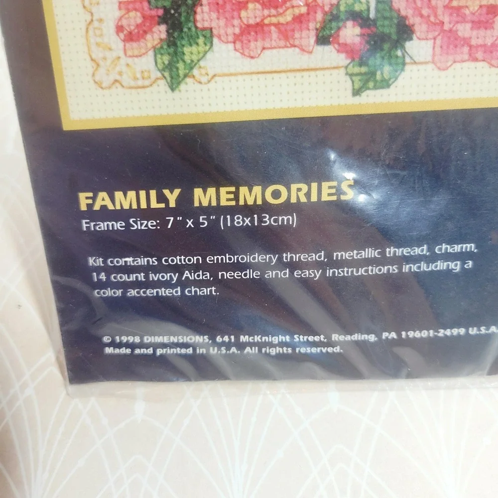 Vintage Dimensions Cross Stitch Kit 7x5 Family Memories are Held In Our Hearts